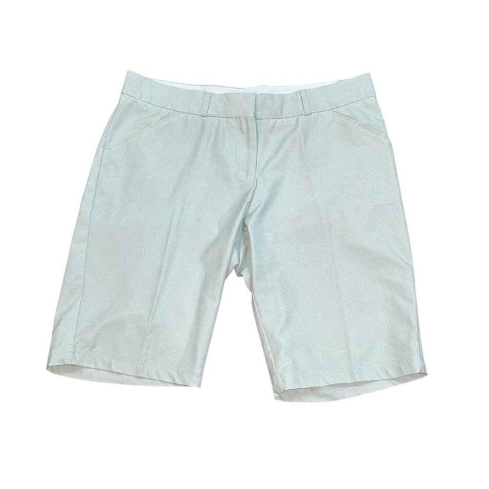 Women Peter Millar Wicking Performance Stretch Golf Shorts Paisley Mint Green 6